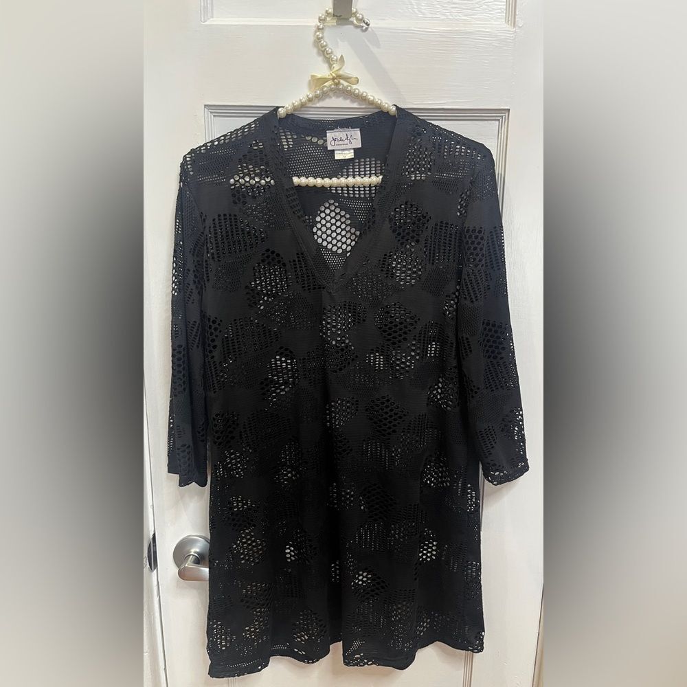 Jordan Taylor Eyelit Tunic Dress Swimsuit Cover Medium Boho Goth
